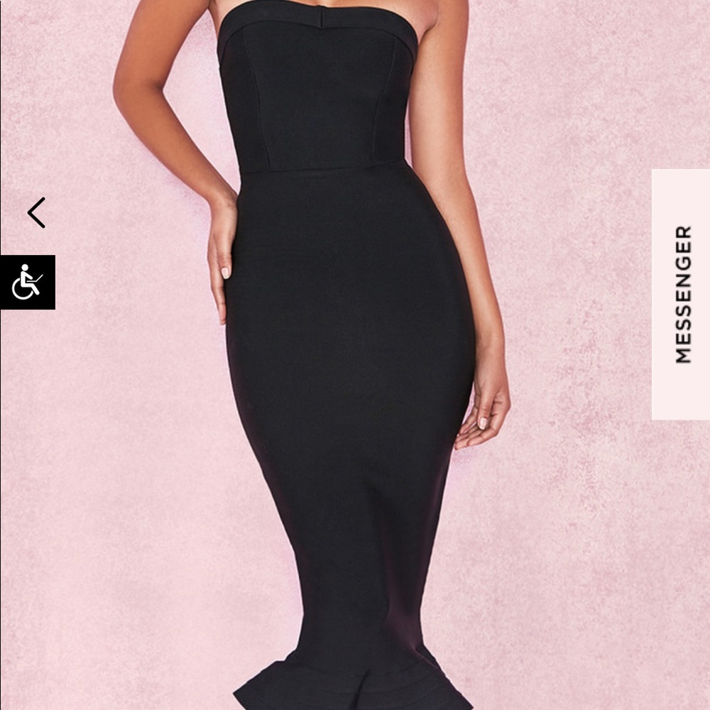 House of CB Strapless Black Mermaid Midi Dress
